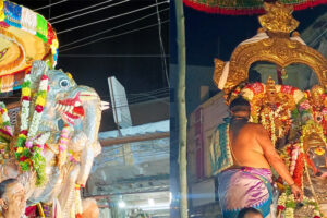 "Chithirai Festival – 7th Day Evening Nandikeswarar Yali Vahanam Procession.jpg
